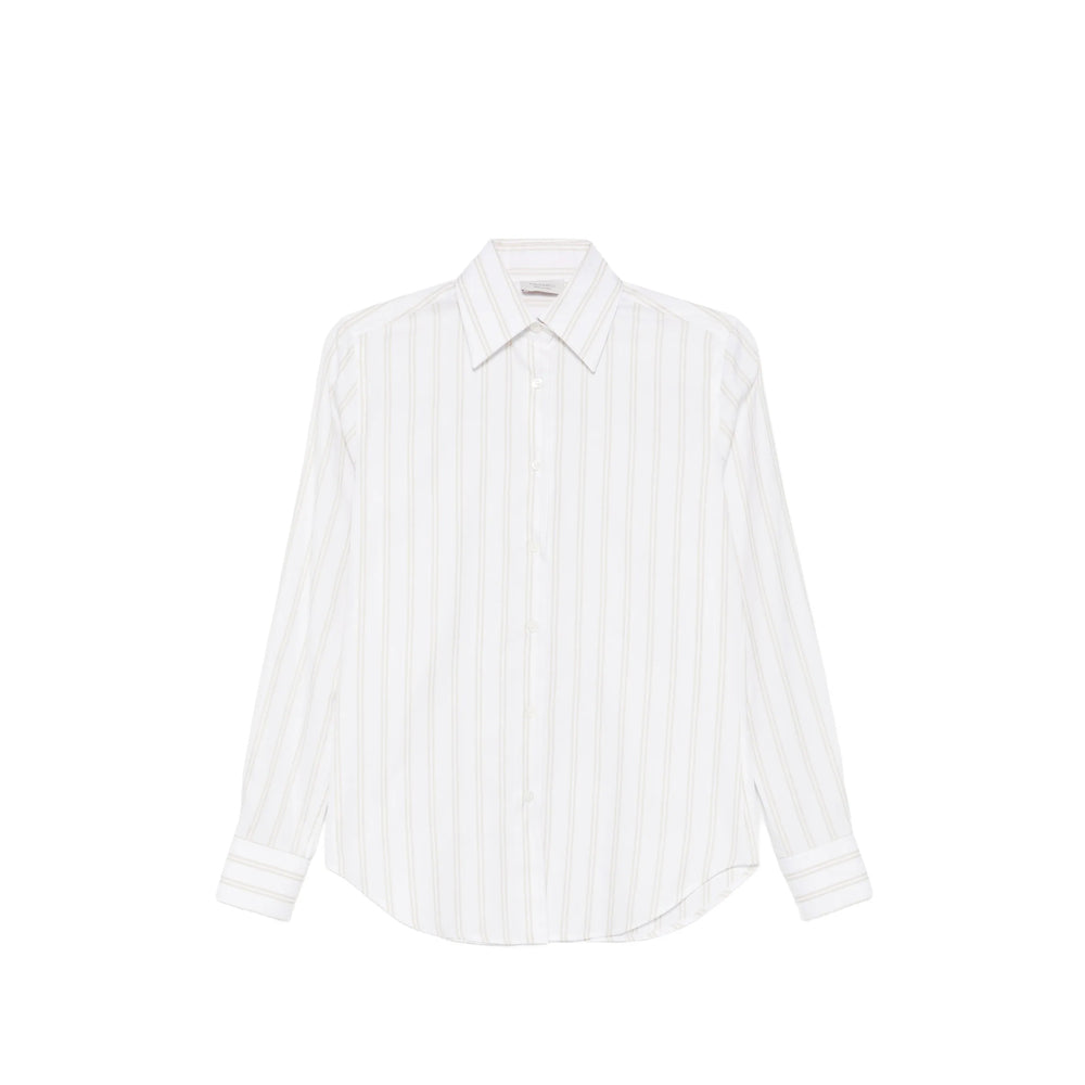 Mazzarelli Silk-Cotton Striped Shirt — White by Mazzarelli