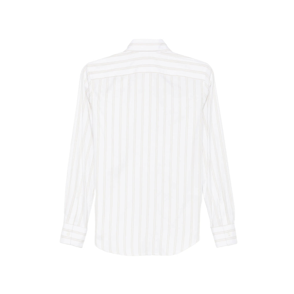 Mazzarelli Silk-Cotton Striped Shirt — White, view 2