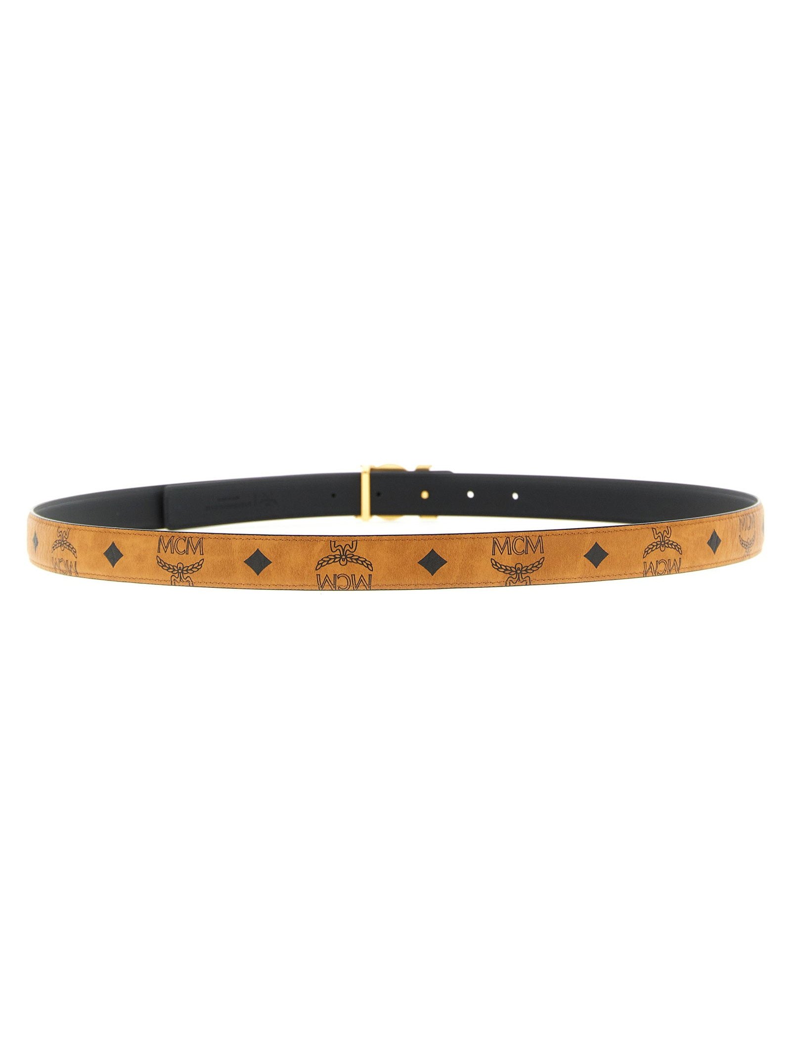 Mcm Logo Buckle Monogram Belt — Tan, view 2
