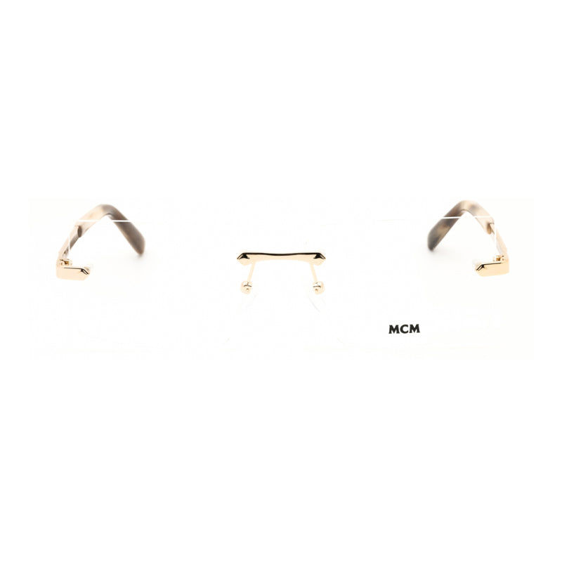 MCM Rectangle Rimless Eyeglasses — Gold, view 2