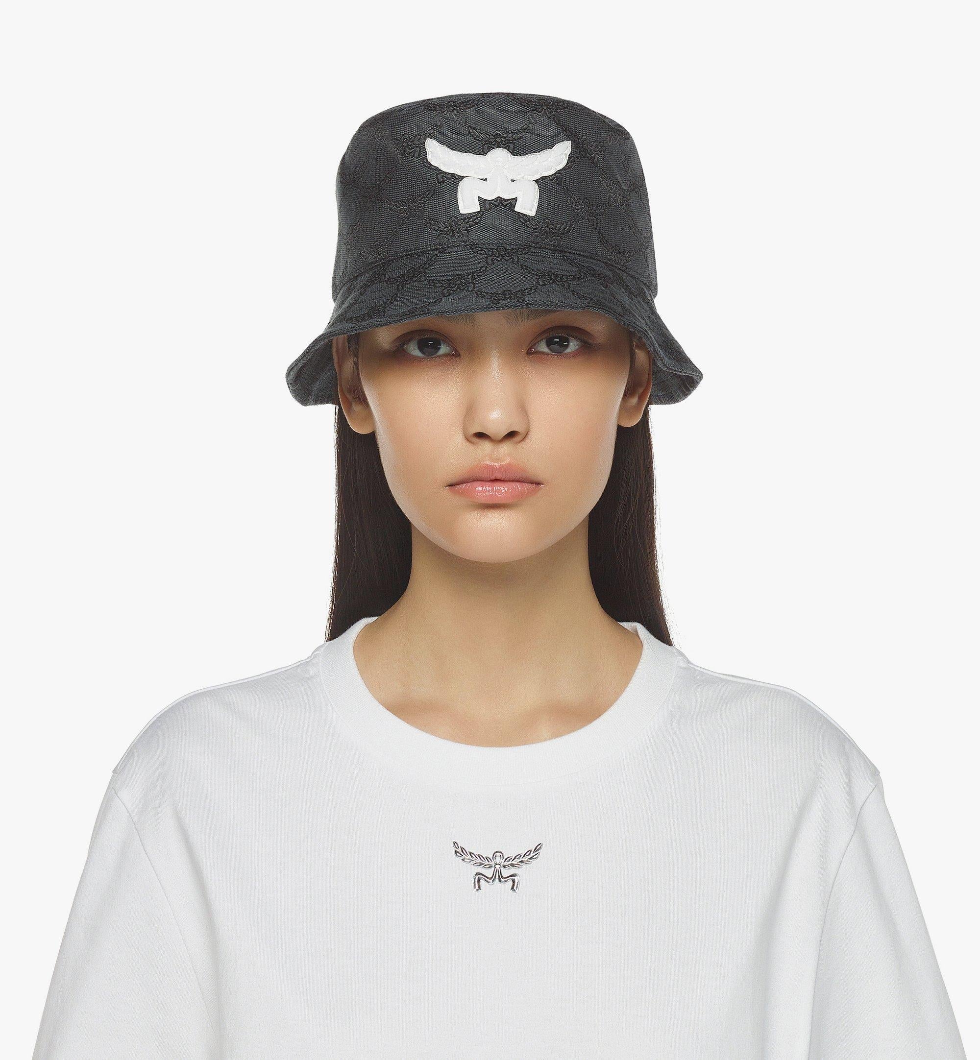 MCM MEHESMM06ED058 Jacquard Monogram Bucket Hat — Gray, view 3
