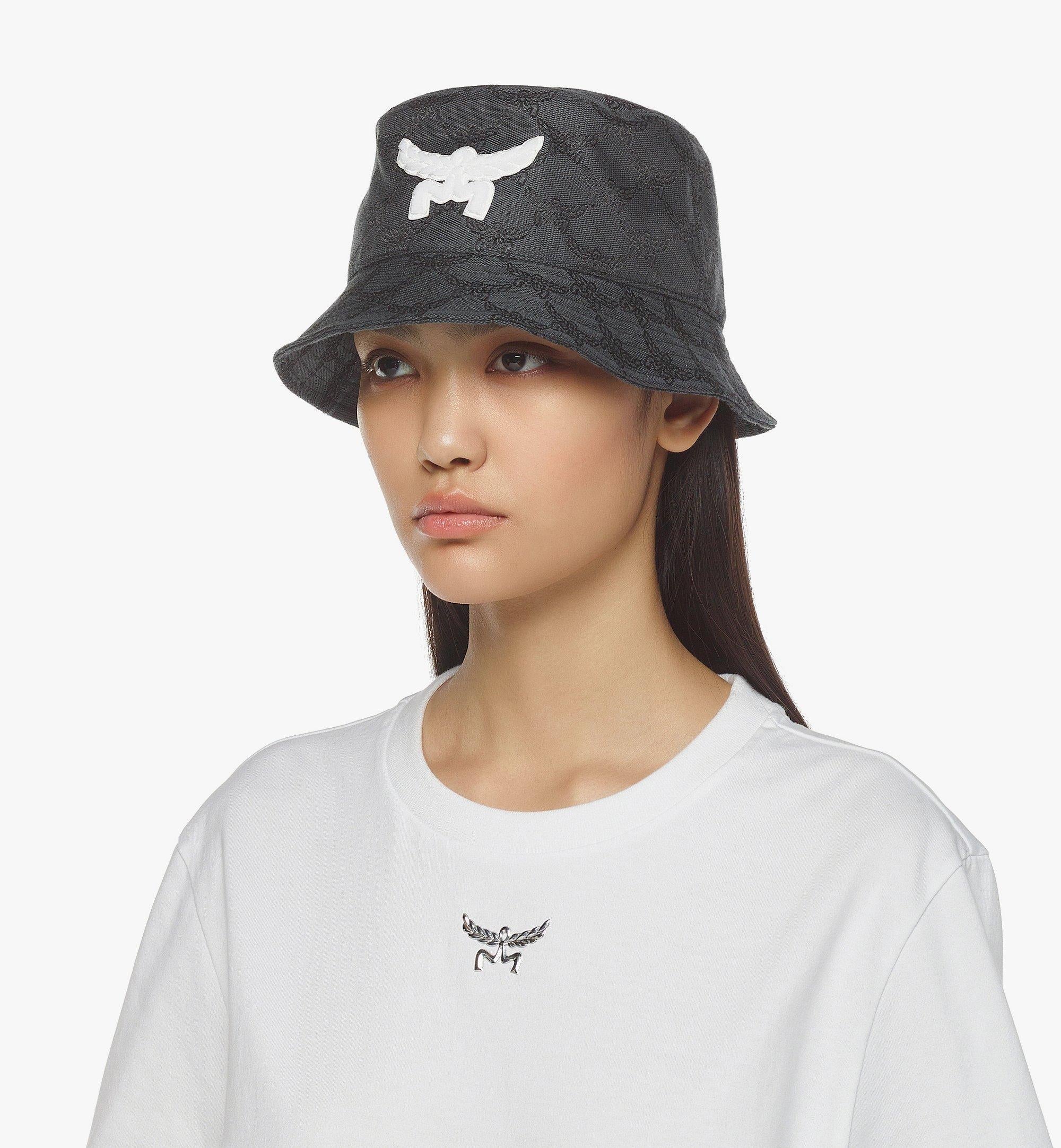 MCM MEHESMM06ED058 Jacquard Monogram Bucket Hat — Gray, view 4