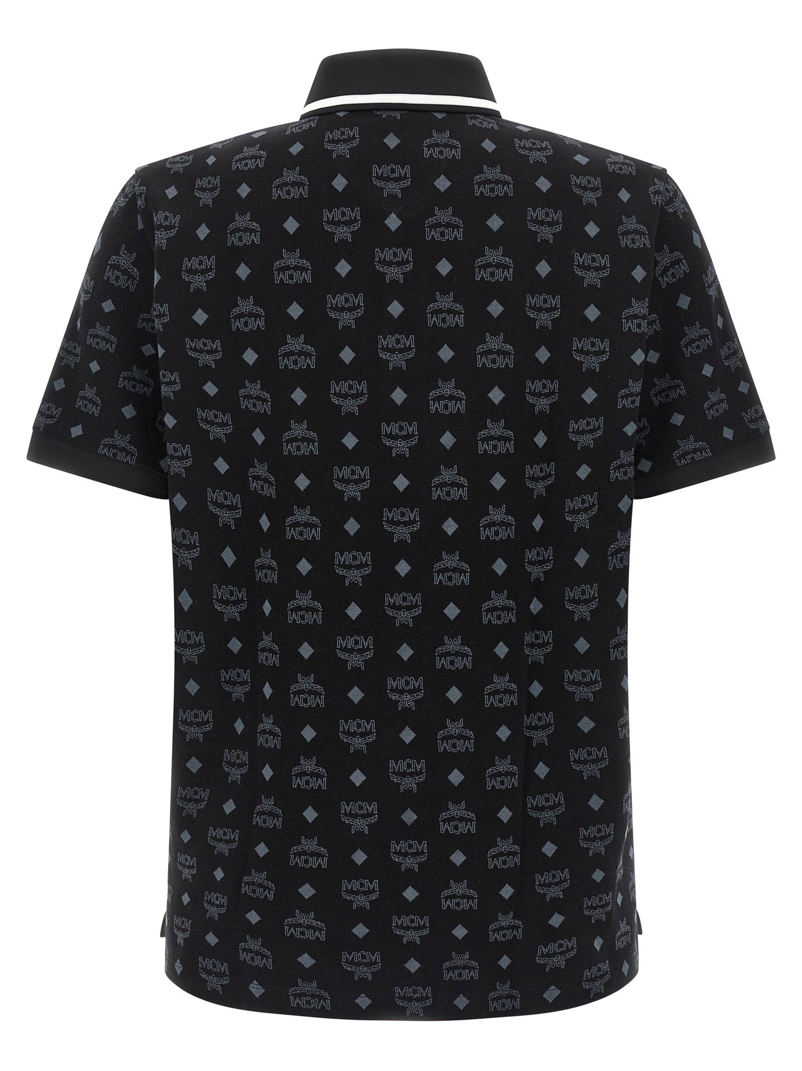 Mcm Logo-Jacquard Polo Shirt — Black, view 2