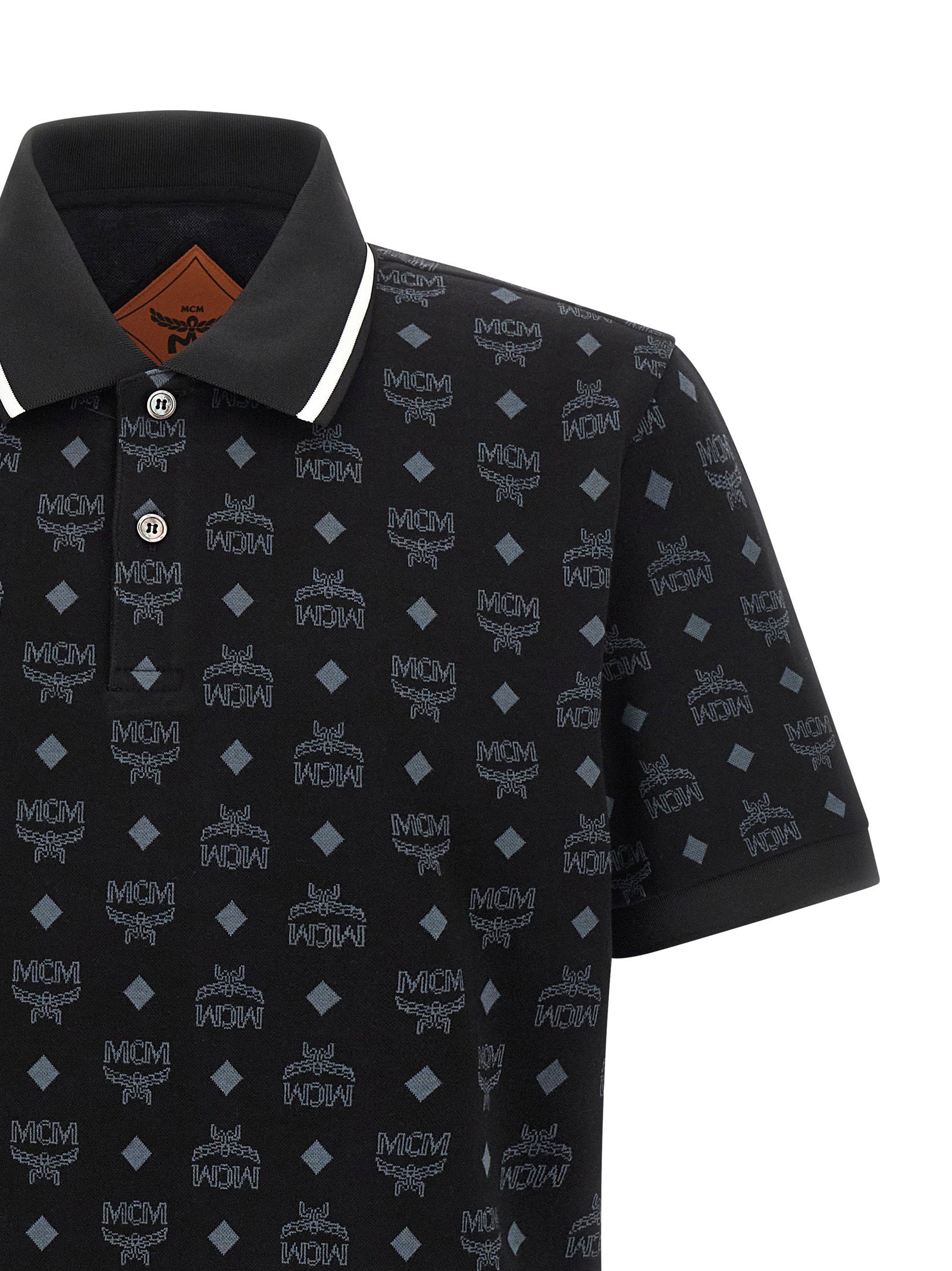 Mcm Logo-Jacquard Polo Shirt — Black, view 3
