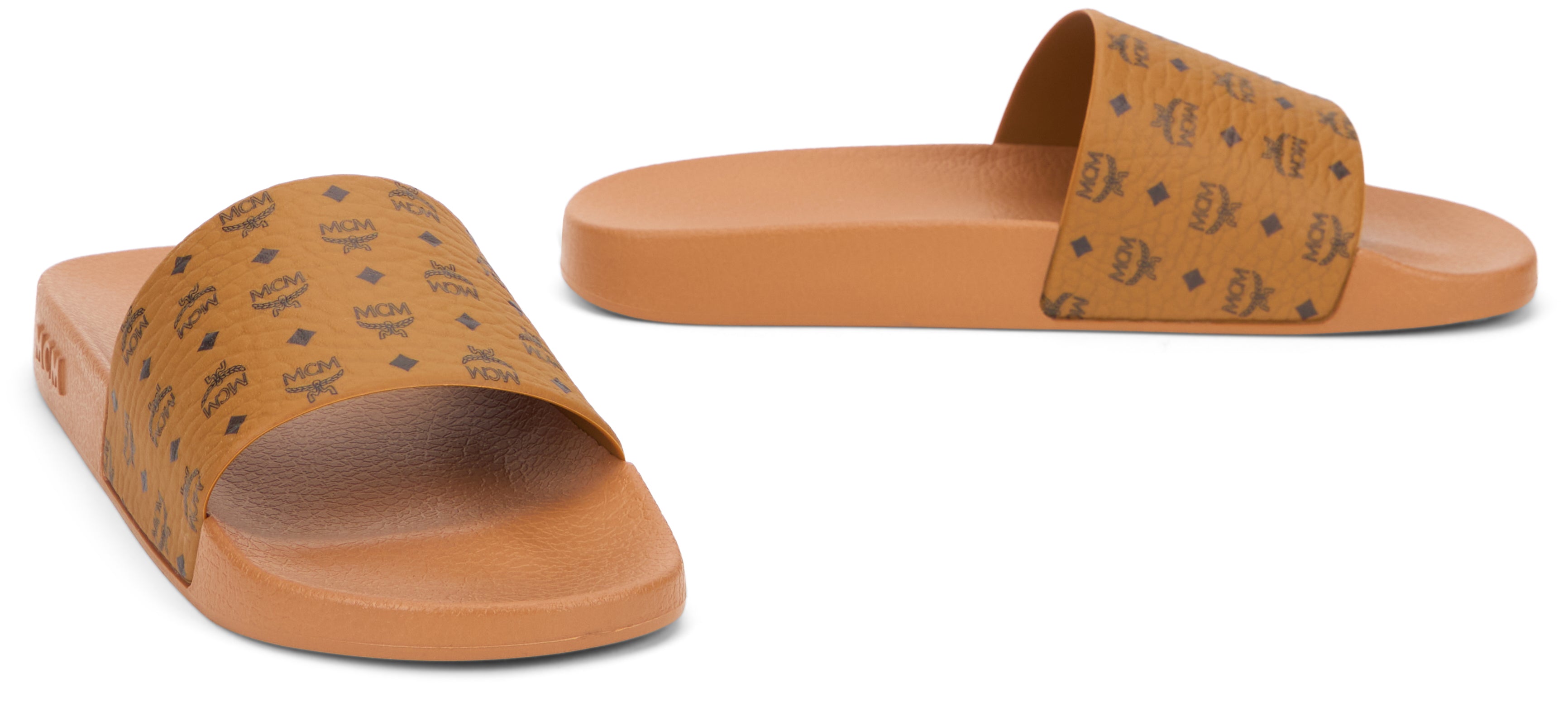 MCM TPU Rubber Slide Sandal — Cognac, view 3