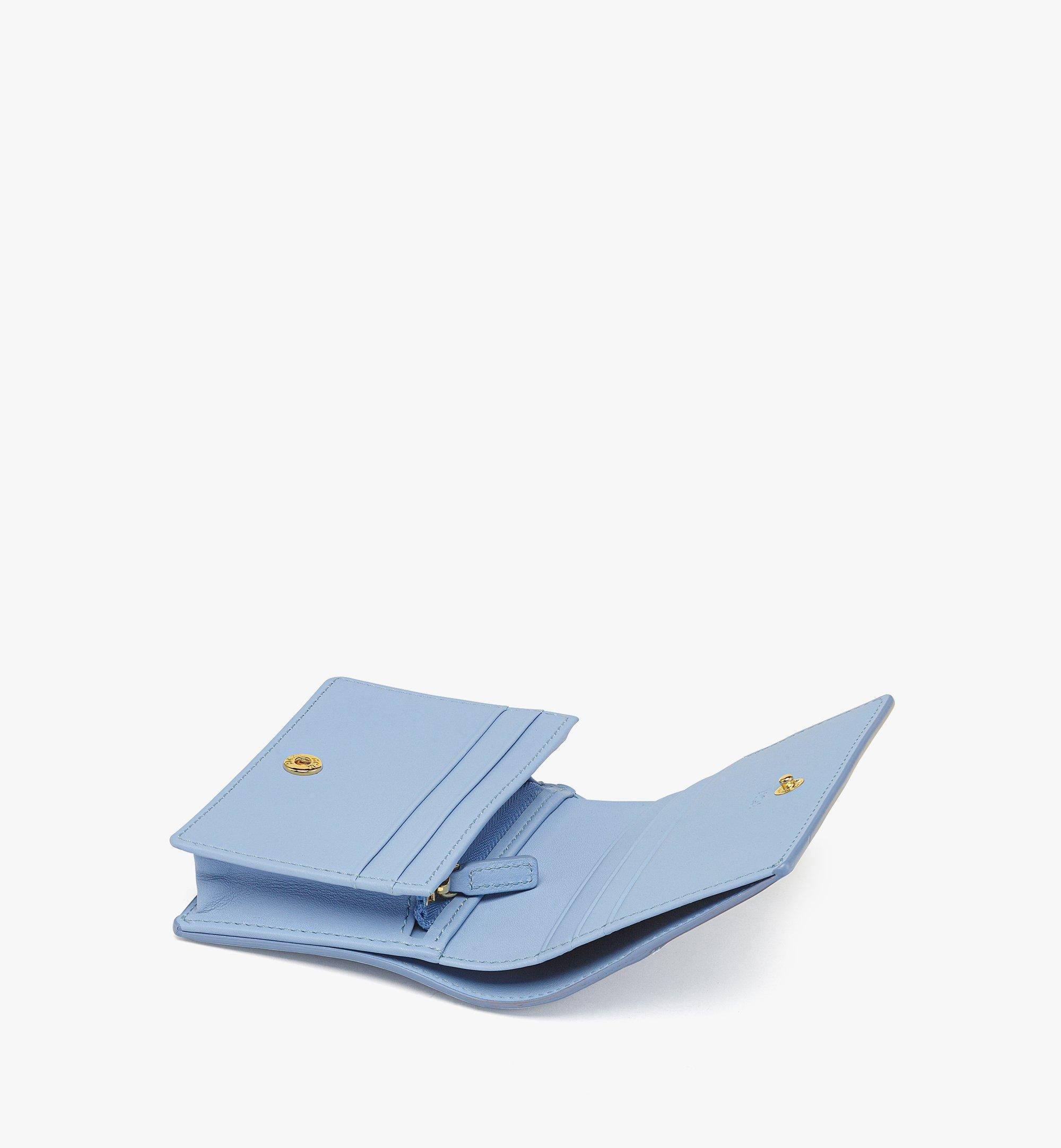MCM Calfskin Diamond Snap Wallet — Blue, view 2