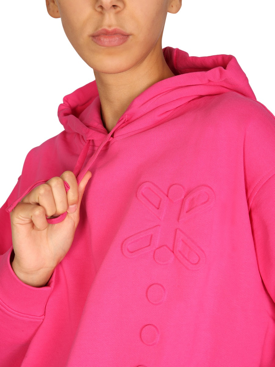 Mcq By Alexander Mcqueen Cotton Drawstring Hoodie — Fuchsia, view 3