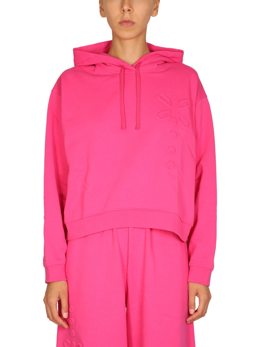 Mcq By Alexander Mcqueen Cotton Drawstring Hoodie — Fuchsia, view 4