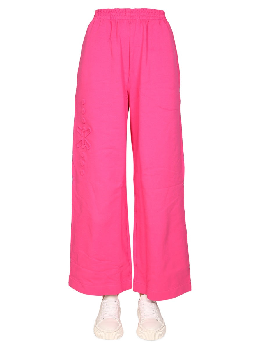 Mcq By Alexander Mcqueen Wide Leg Cotton Joggers — Pink, view 2