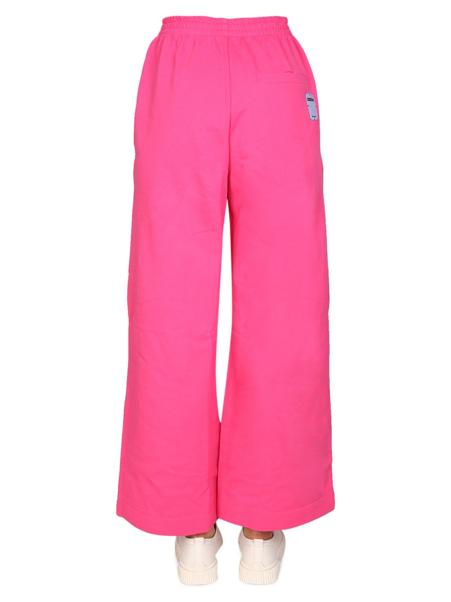 Mcq By Alexander Mcqueen Wide Leg Cotton Joggers — Pink, view 3