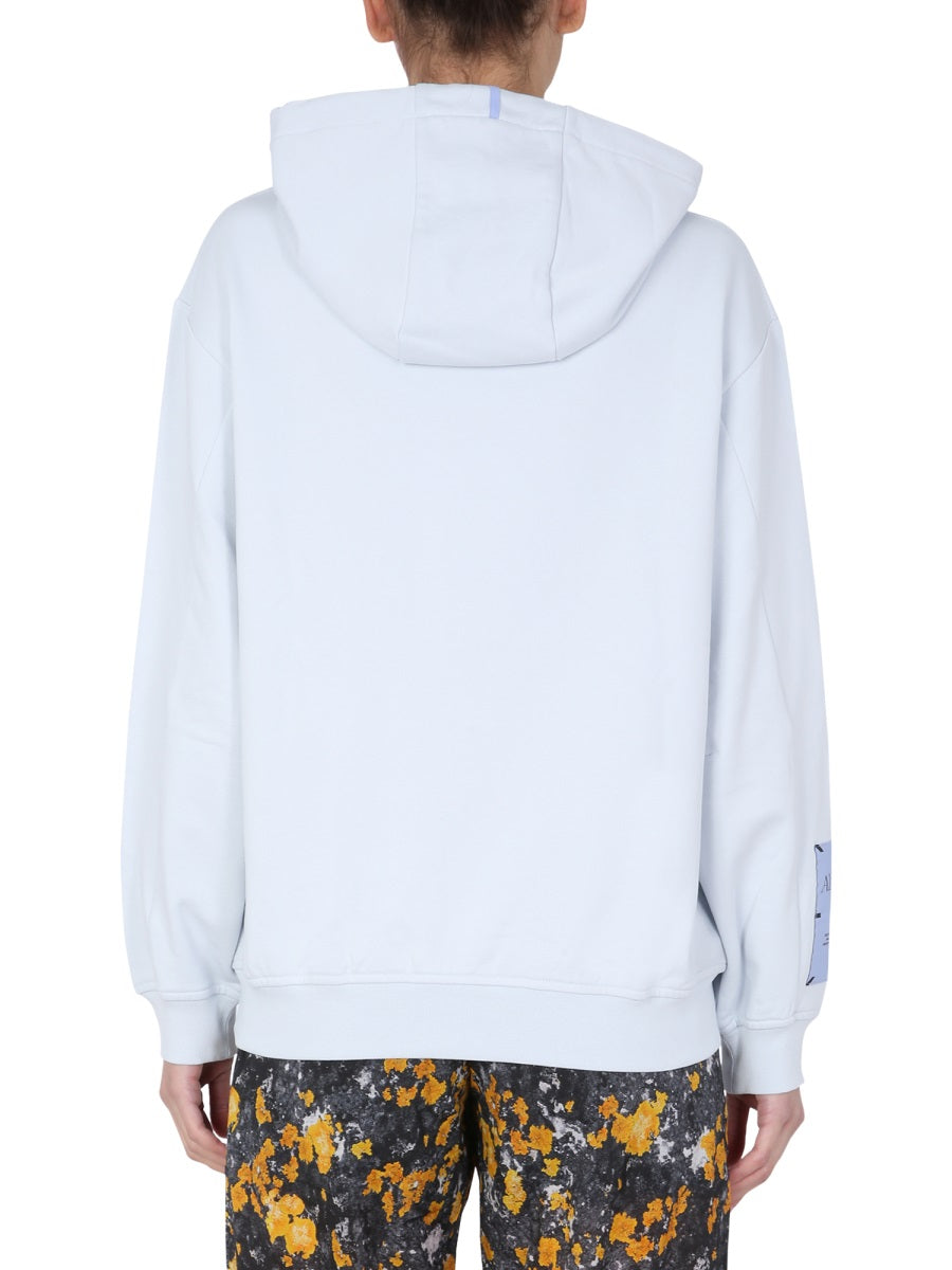 Mcq By Alexander Mcqueen Hooded Cotton Sweatshirt — Blue, view 2