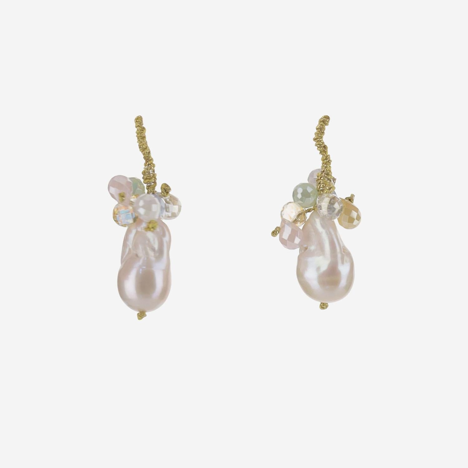 Mela Teardrop Pearl and Crystal Earrings — Multicolor, view 2