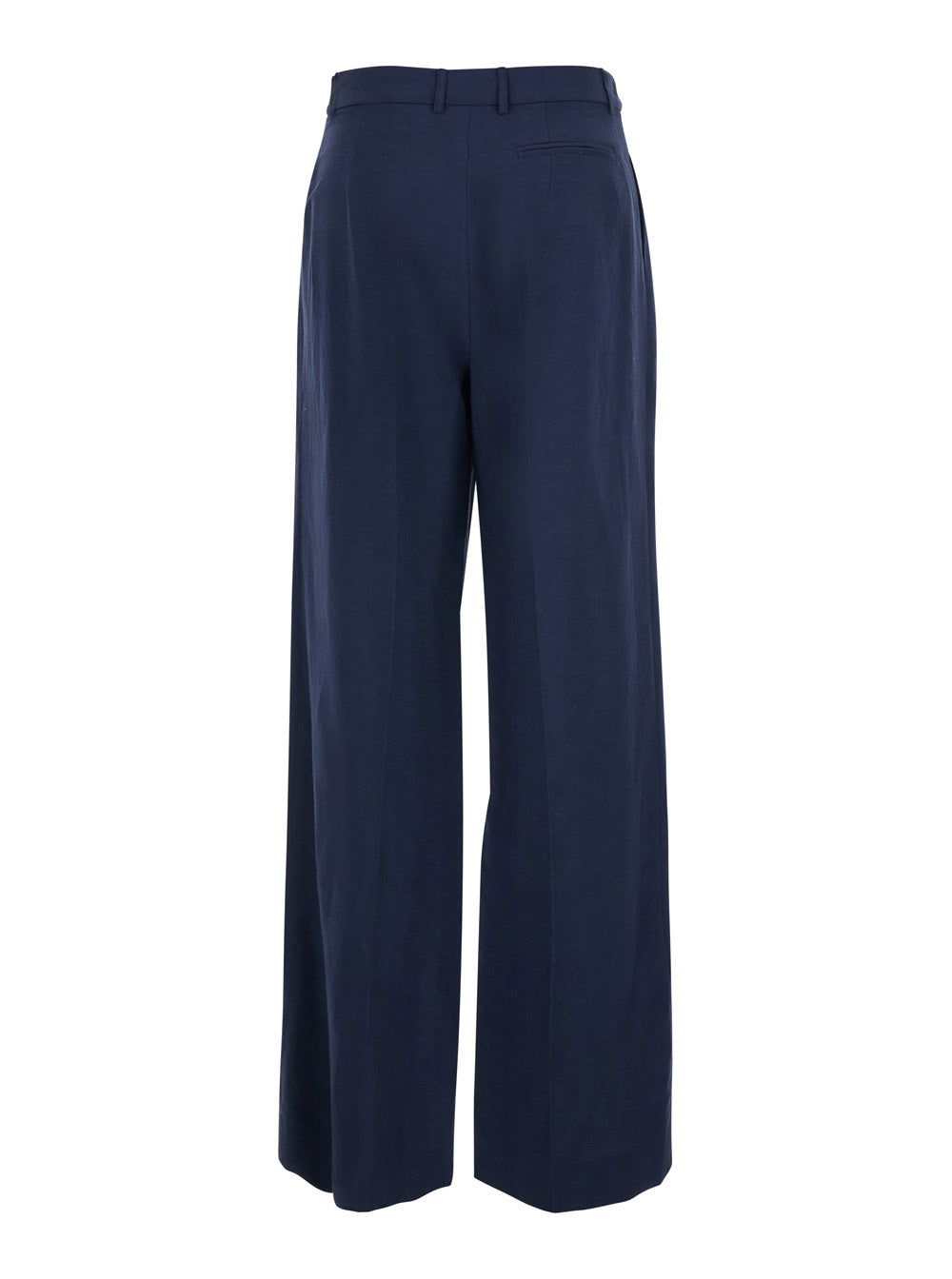 Merci High-Waist Cotton Trousers — Blue, view 2