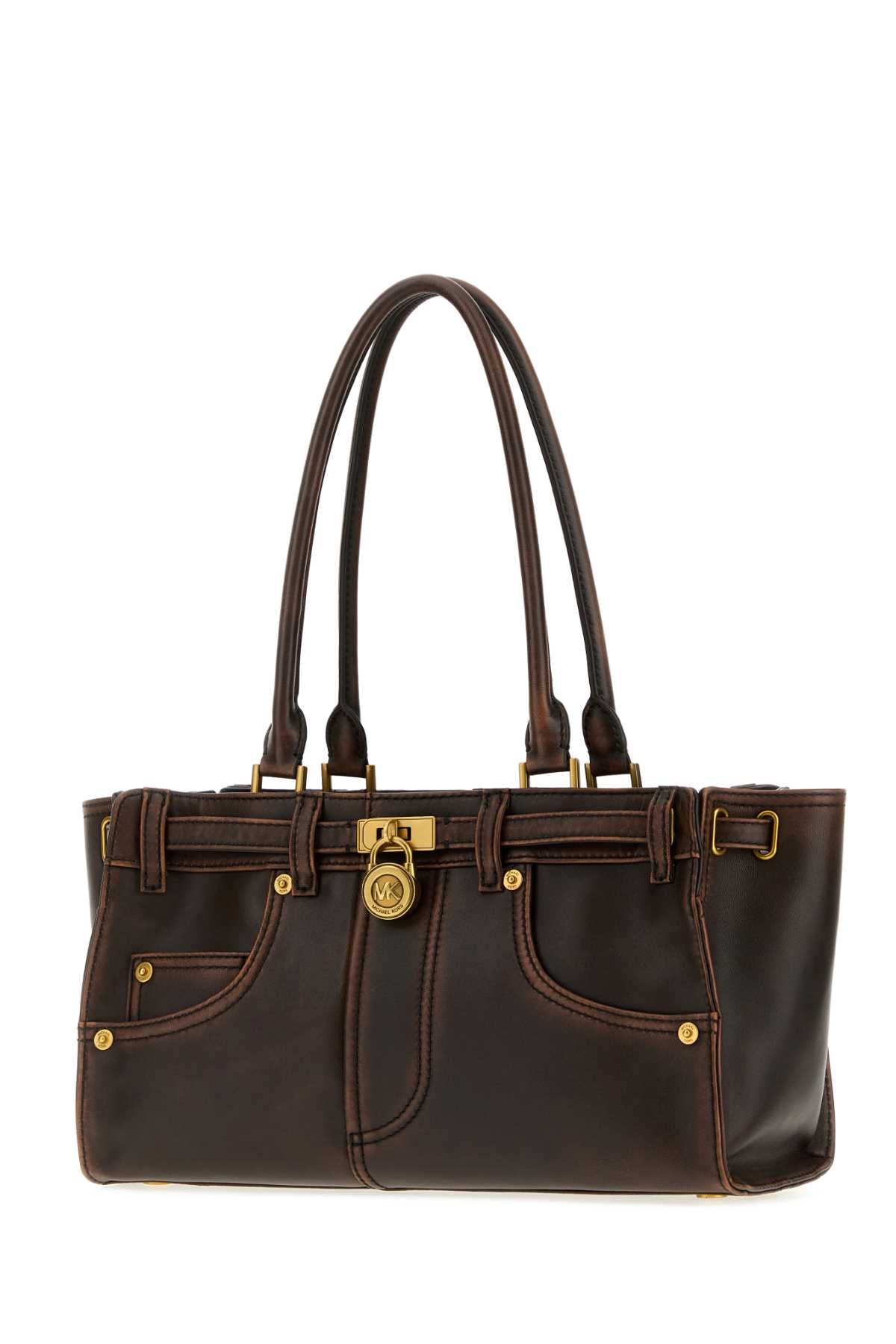 Michael By Michael Kors Leather Shoulder Bag — Brown, view 2