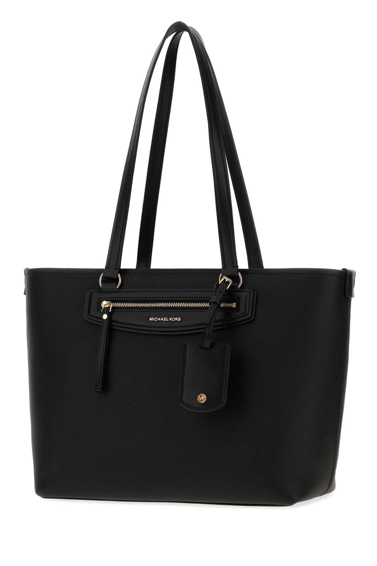 Michael By Michael Kors Leather Tote Bag — Black, view 2