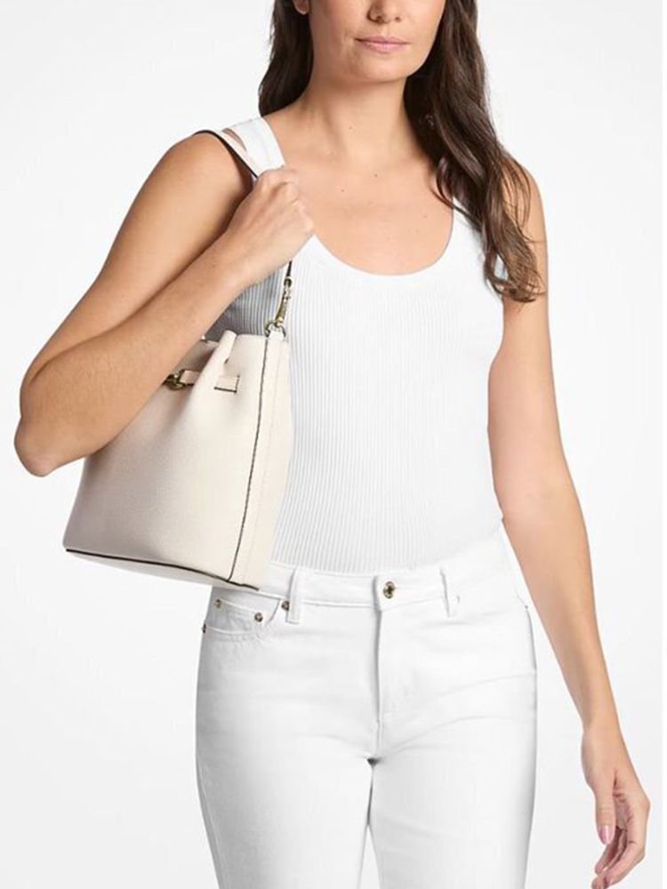 Michael Kors Carson Bucket Bag — Beige, view 5
