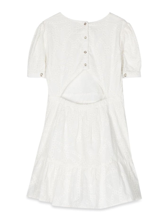 Michael Kors Short-Sleeved Cotton Dress — White, view 2
