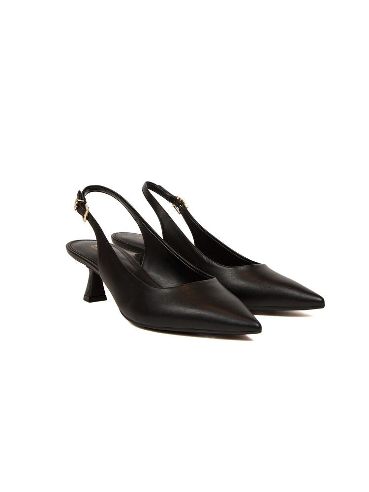 Michael Kors Slingback Leather Kitten Heel — Black, view 3