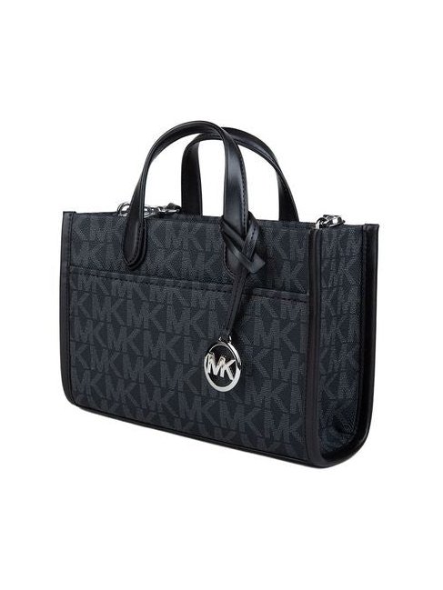 Michael Kors Signature Logo Canvas Satchel — Black, view 2