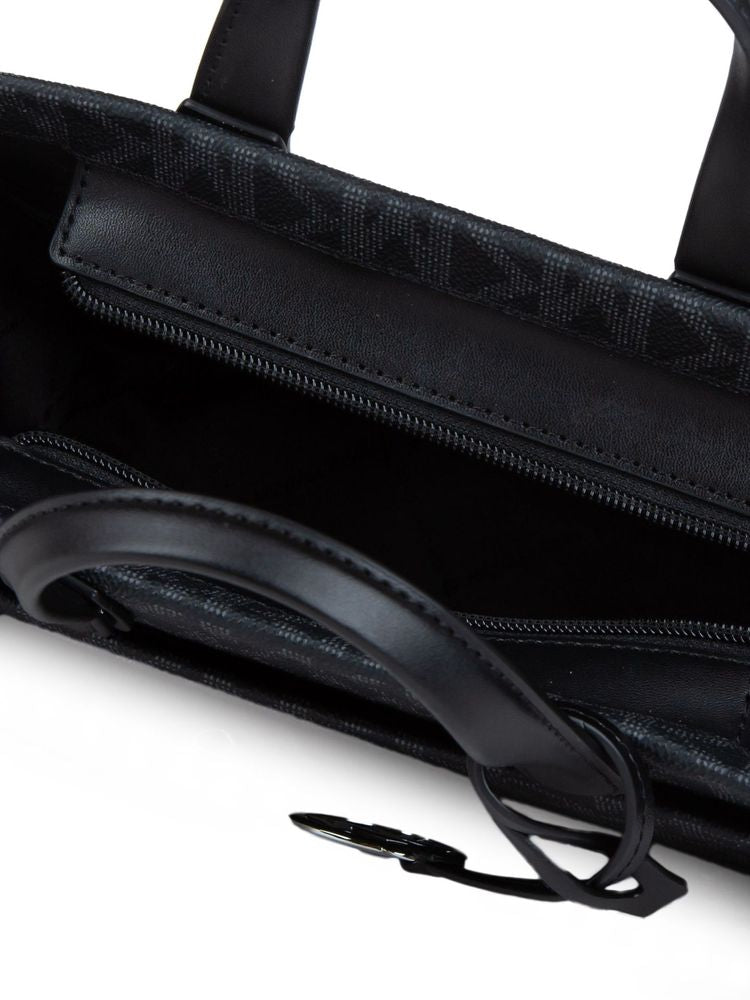Michael Kors Signature Logo Canvas Satchel — Black, view 4