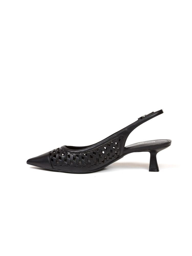Michael Kors Woven Leather Slingback Heel — Black, view 2