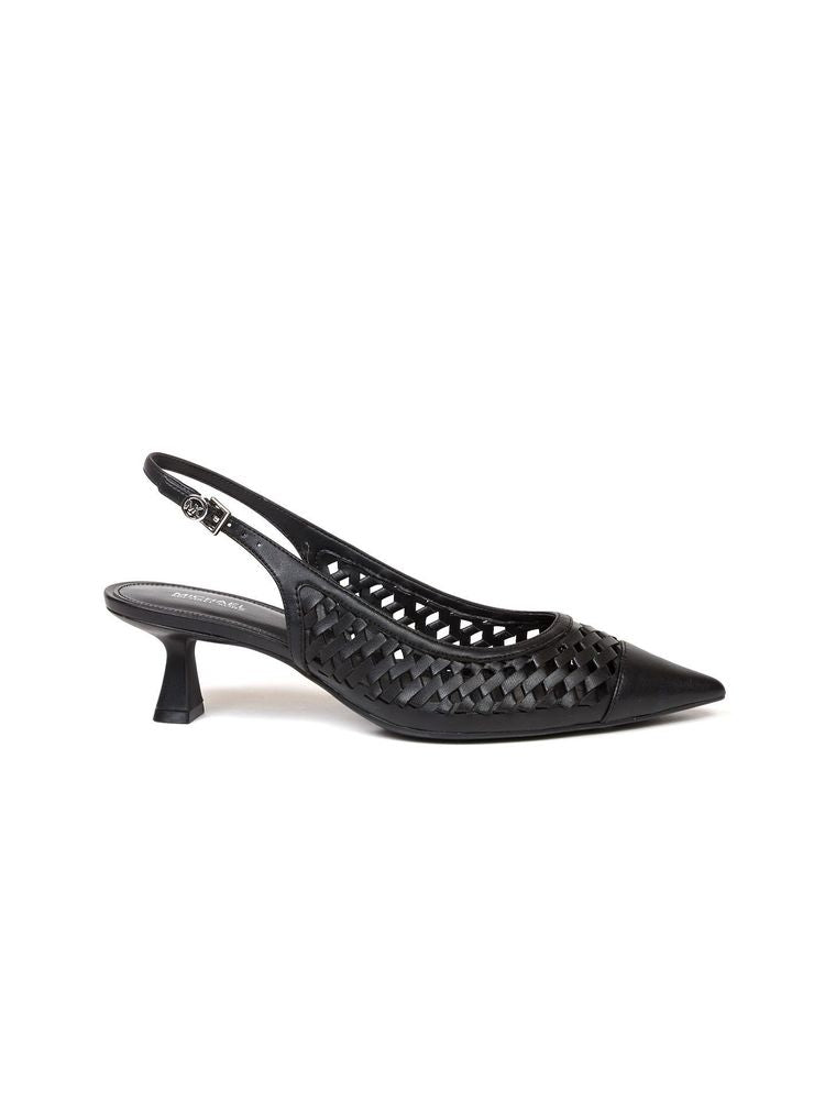 Michael Kors Woven Leather Slingback Heel — Black, view 3