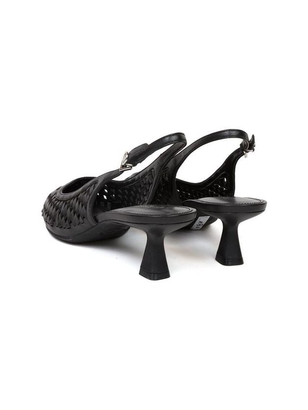 Michael Kors Woven Leather Slingback Heel — Black, view 4