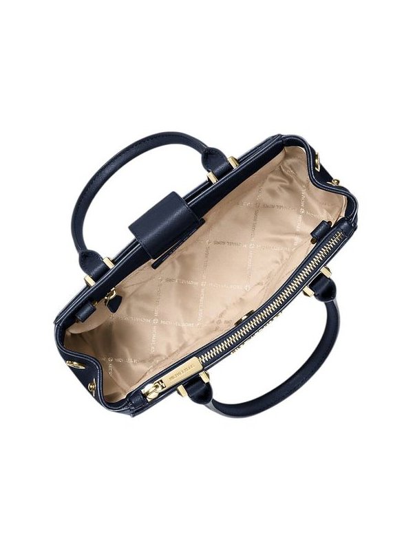 Michael Kors Leather Top Handle Bag — Navy, view 2