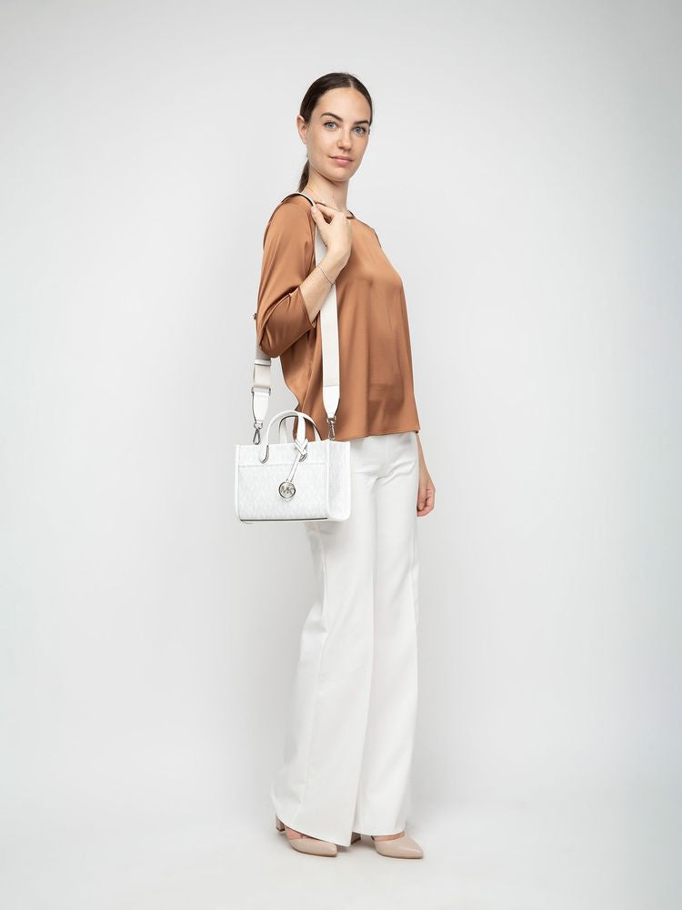 Michael Kors Logo-Print Coated Canvas Tote Bag — White, view 5