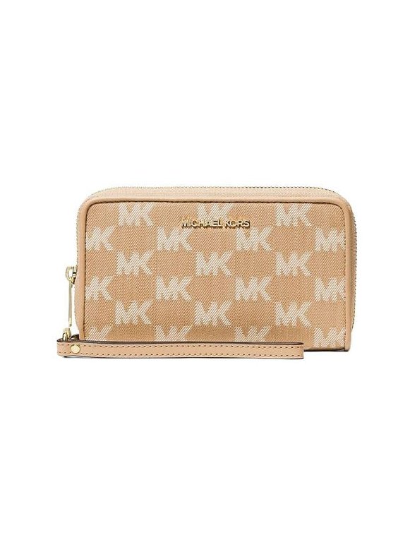 Michael Kors Logo-Monogram Jacquard Wallet — Camel by Michael Kors