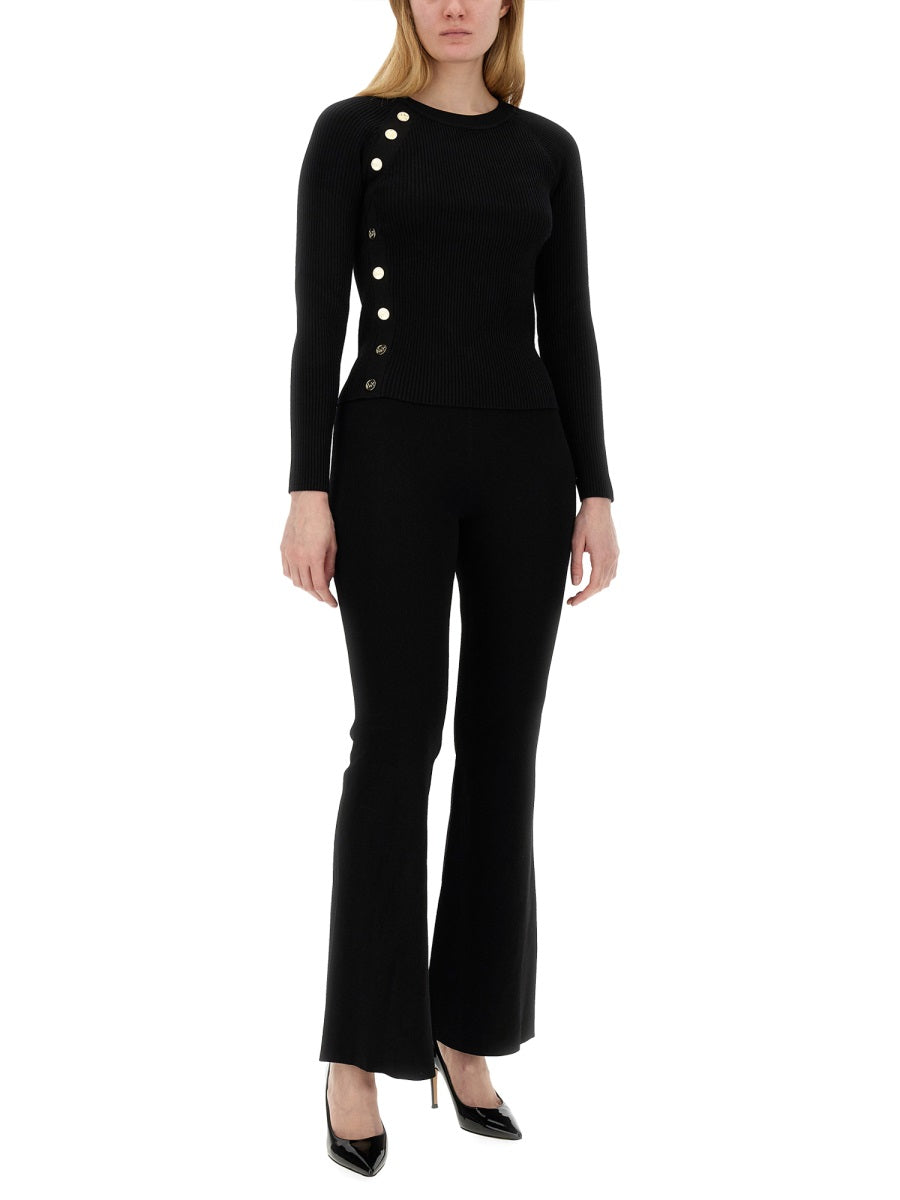 Michael Michael Kors Recycled Viscose Flare Leggings — Black, view 4