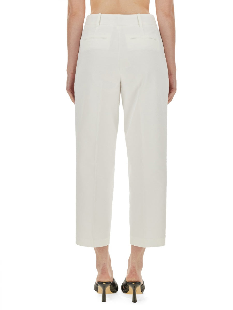 Michael Michael Kors Cropped Cotton-Viscose Trousers — White by Michael Michael Kors