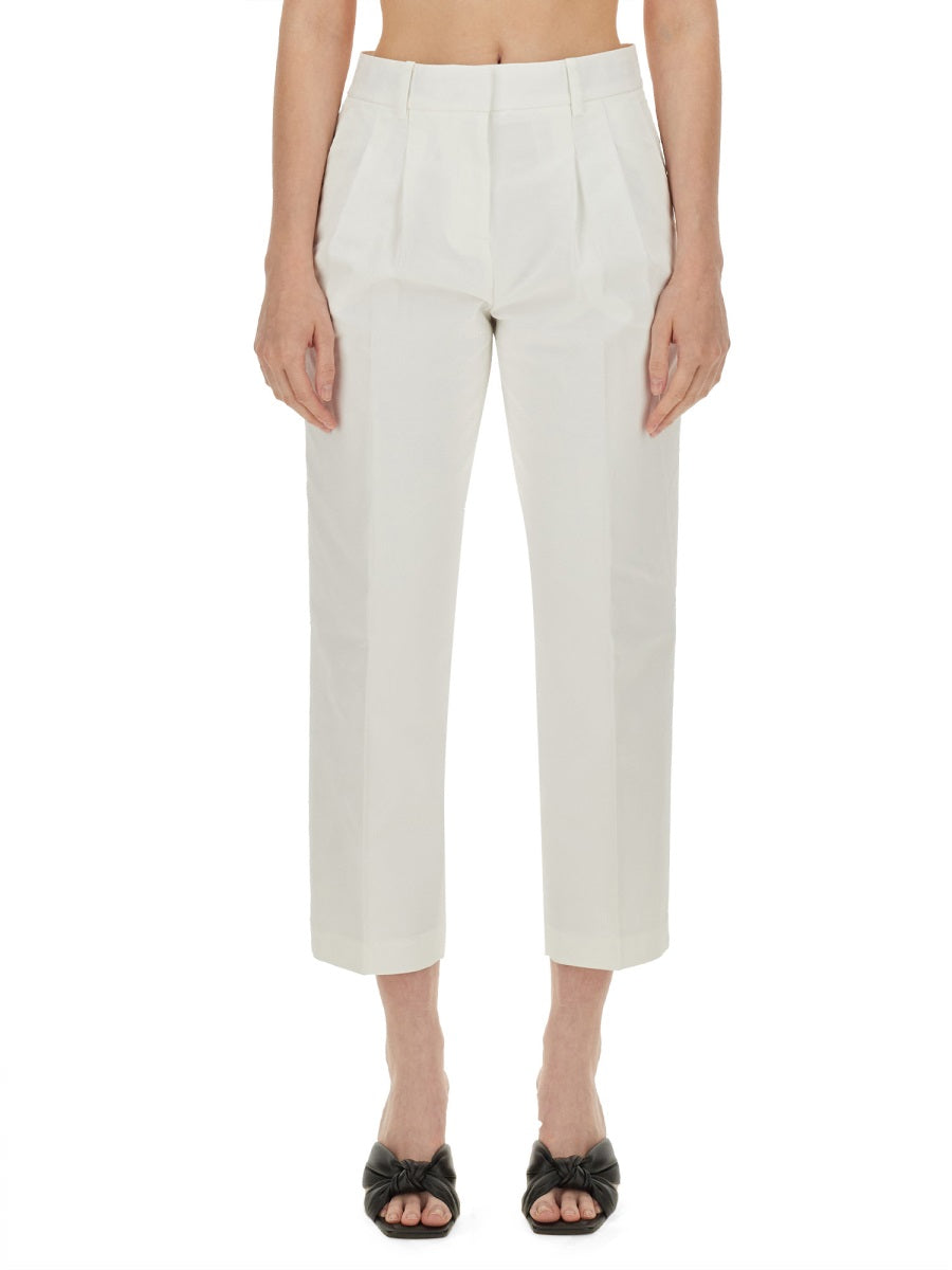 Michael Michael Kors Cropped Cotton-Viscose Trousers — White, view 2