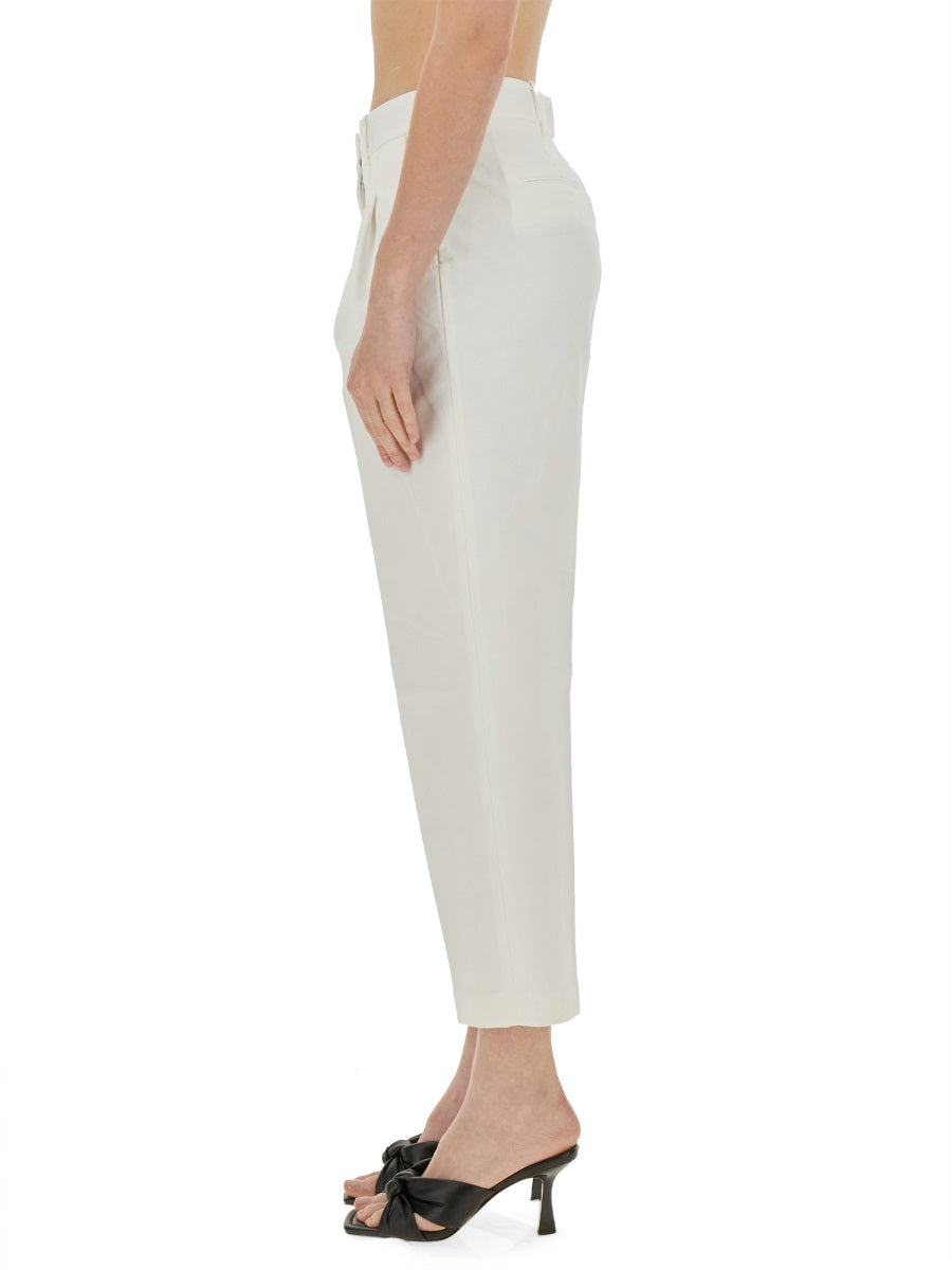 Michael Michael Kors Cropped Cotton-Viscose Trousers — White, view 4