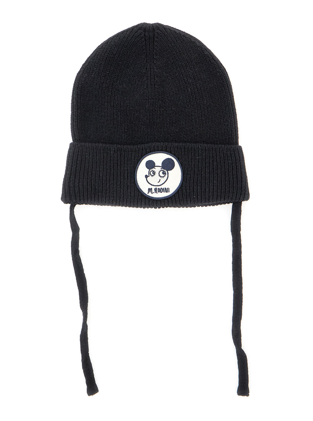Mini Rodini 257651059 Logo-Patched Wool Blend Beanie — Black by Mini Rodini