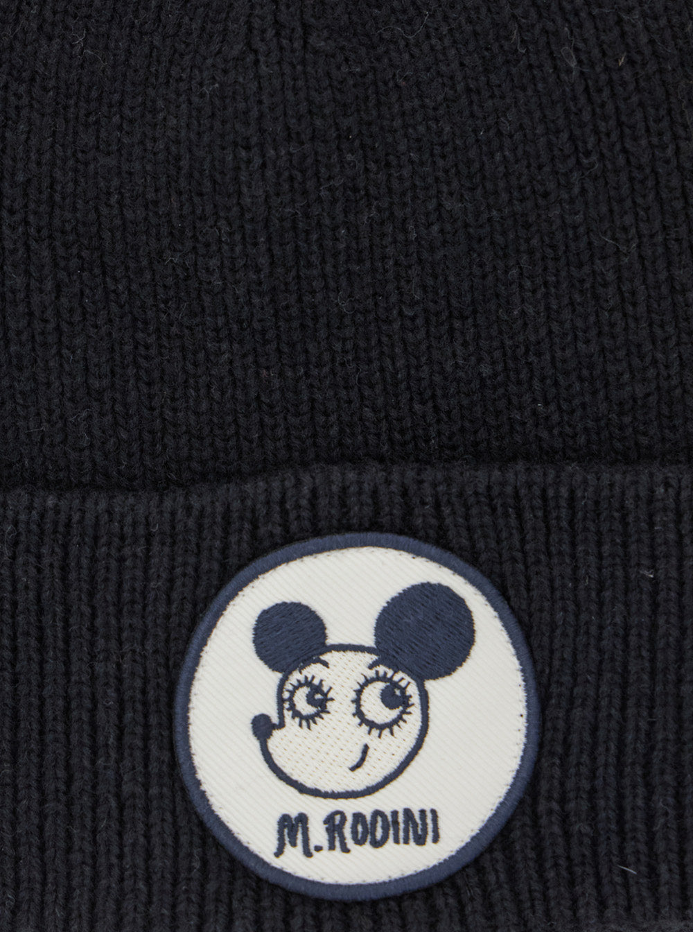 Mini Rodini 257651059 Logo-Patched Wool Blend Beanie — Black, view 3