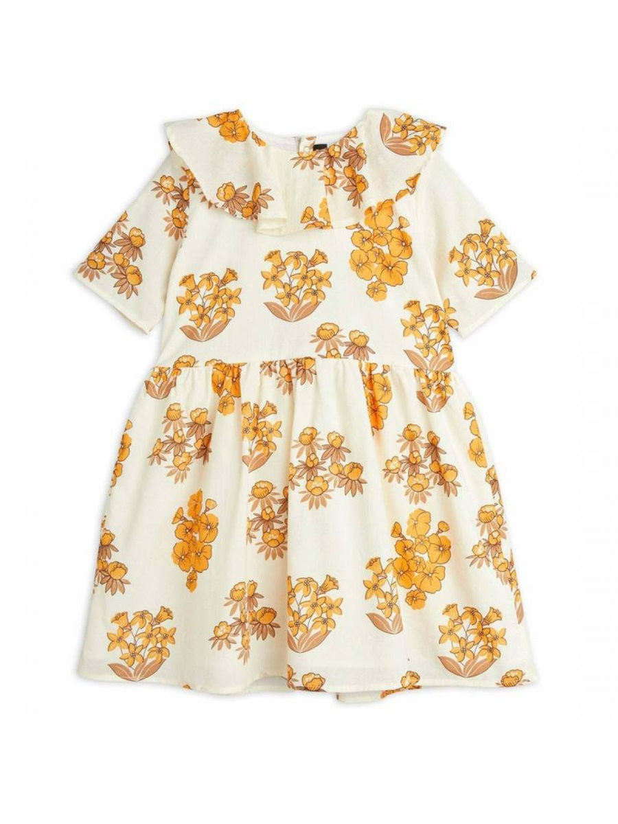 Mini Rodini Flowers Dress — Beige by Mini Rodini
