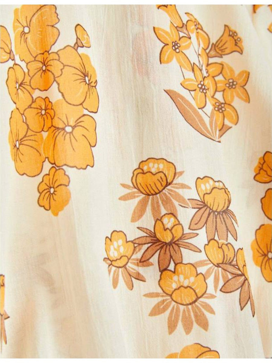 Mini Rodini Flowers Dress — Beige, view 3