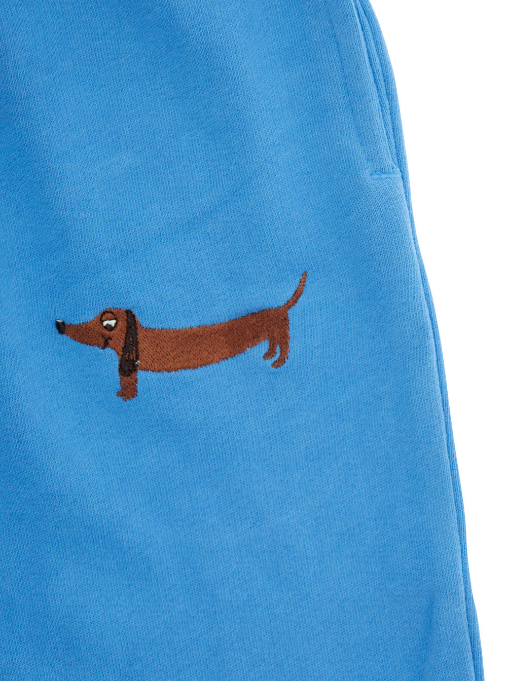 Mini Rodini Embroidered Cotton Joggers — Blue, view 3