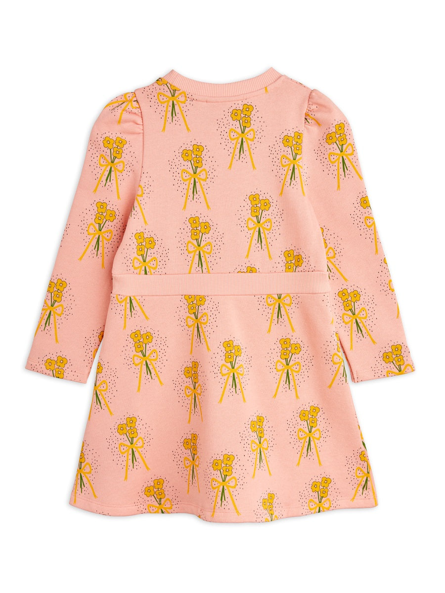 Mini Rodini Winter Flowers Print Cotton Sweat Dress — Pink, view 2