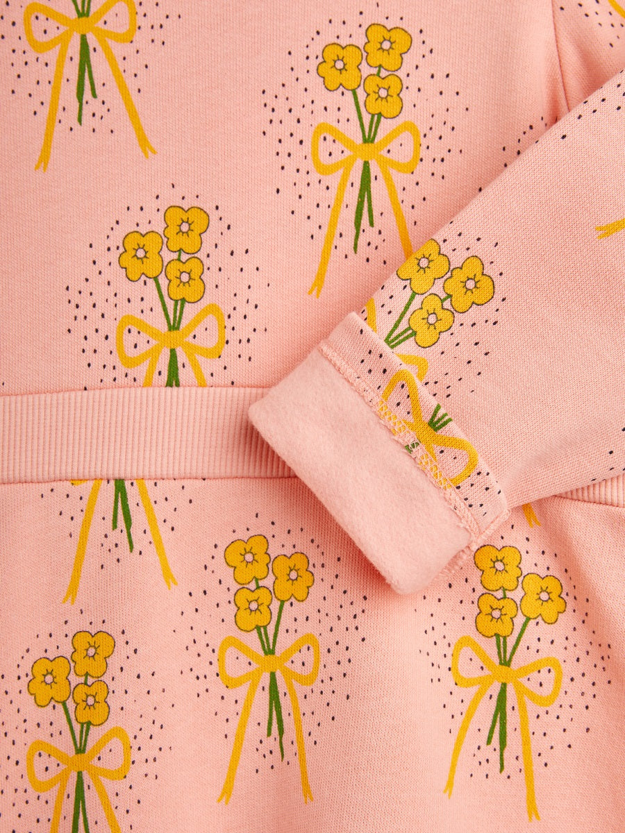 Mini Rodini Winter Flowers Print Cotton Sweat Dress — Pink, view 3