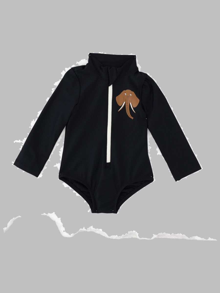 Mini Rodini UV-Protected Long-Sleeve Swimsuit — Black by Mini Rodini