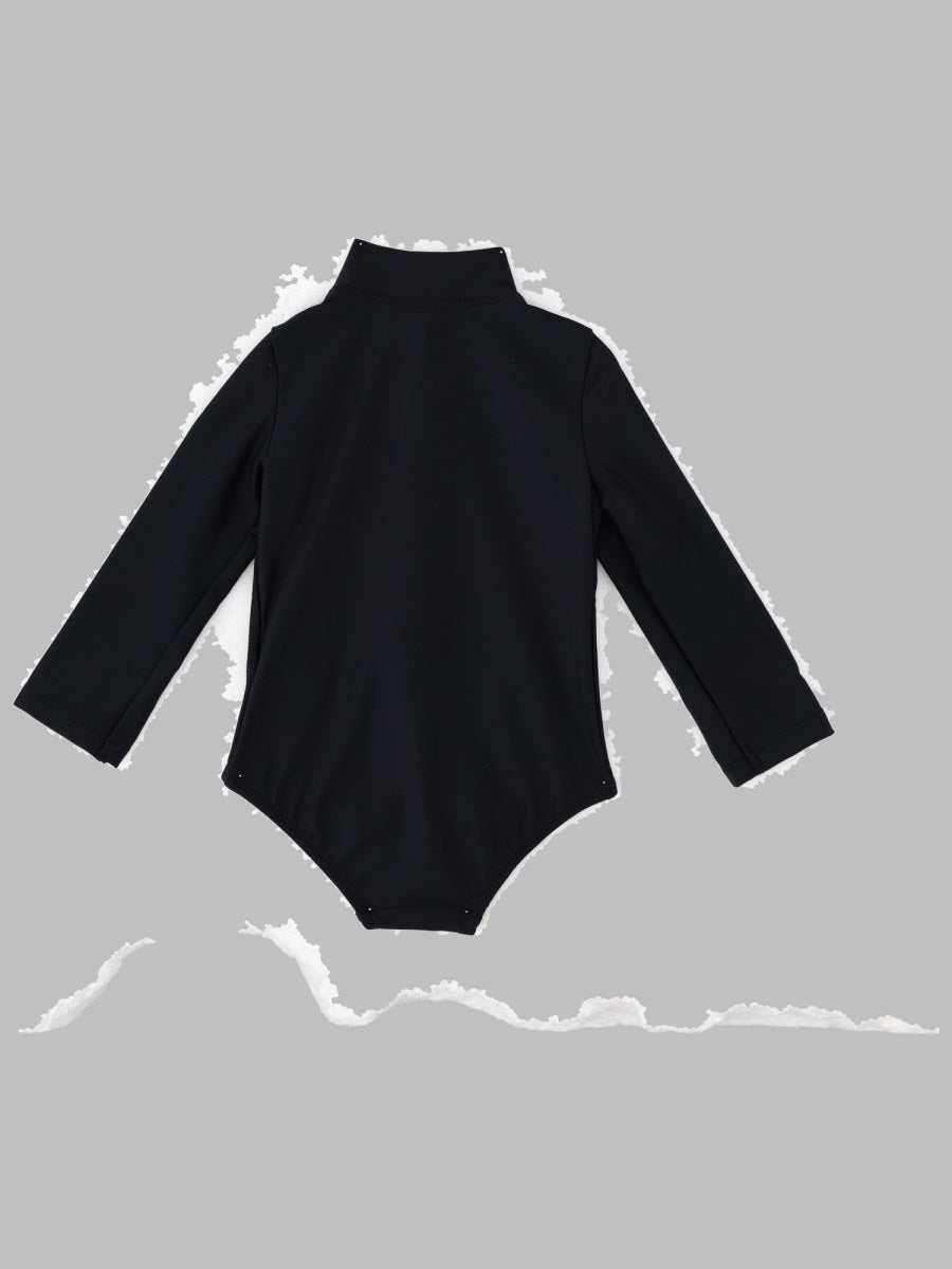 Mini Rodini UV-Protected Long-Sleeve Swimsuit — Black, view 2