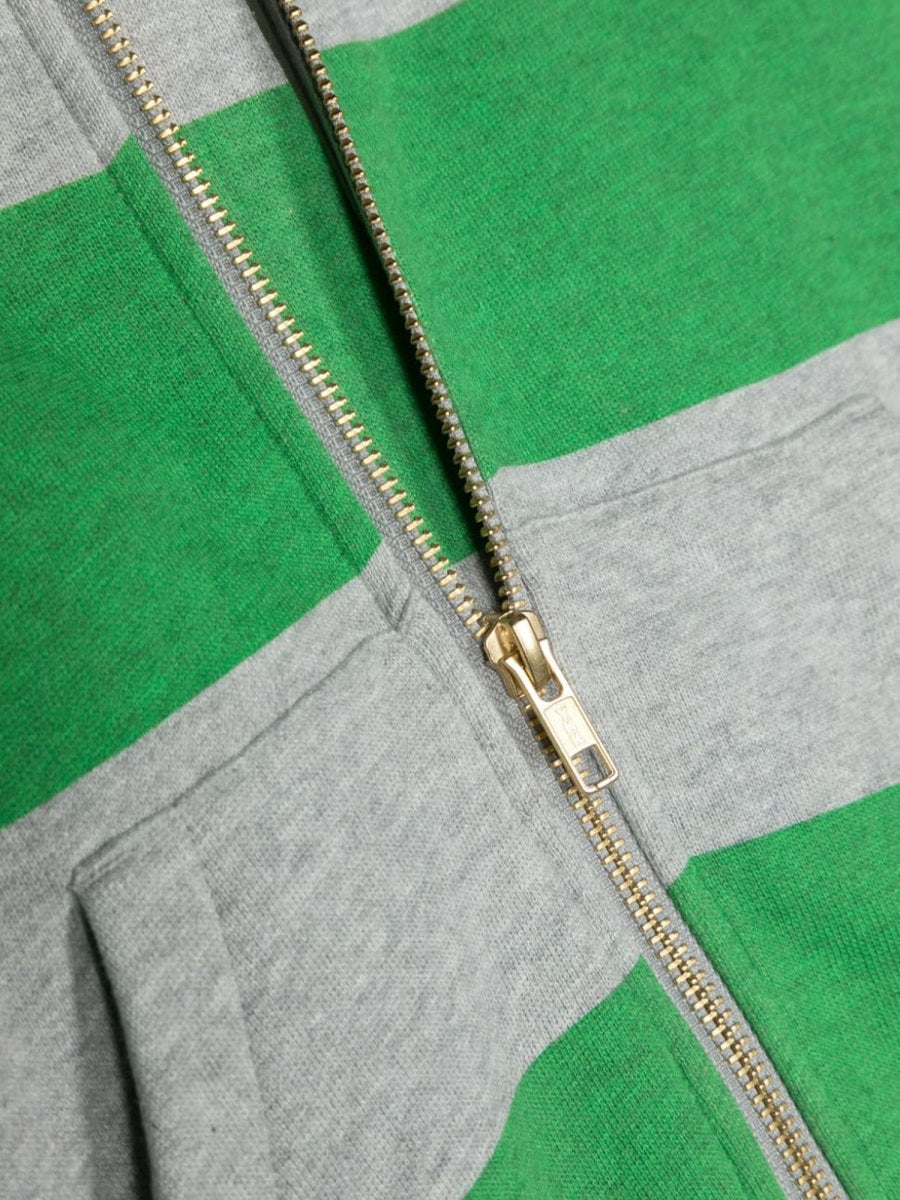 Mini Rodini Striped Organic Cotton Zip Hoodie — Green, view 2