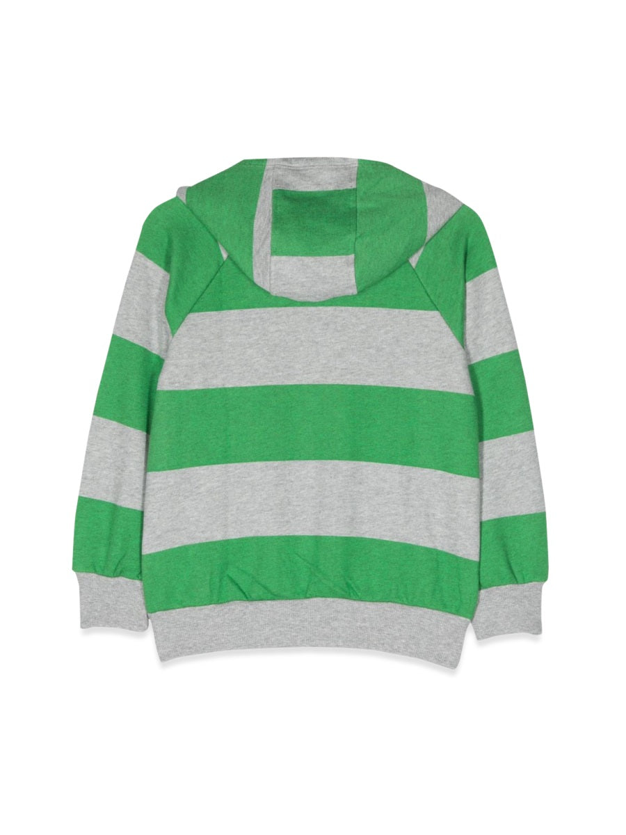 Mini Rodini Striped Organic Cotton Zip Hoodie — Green, view 3
