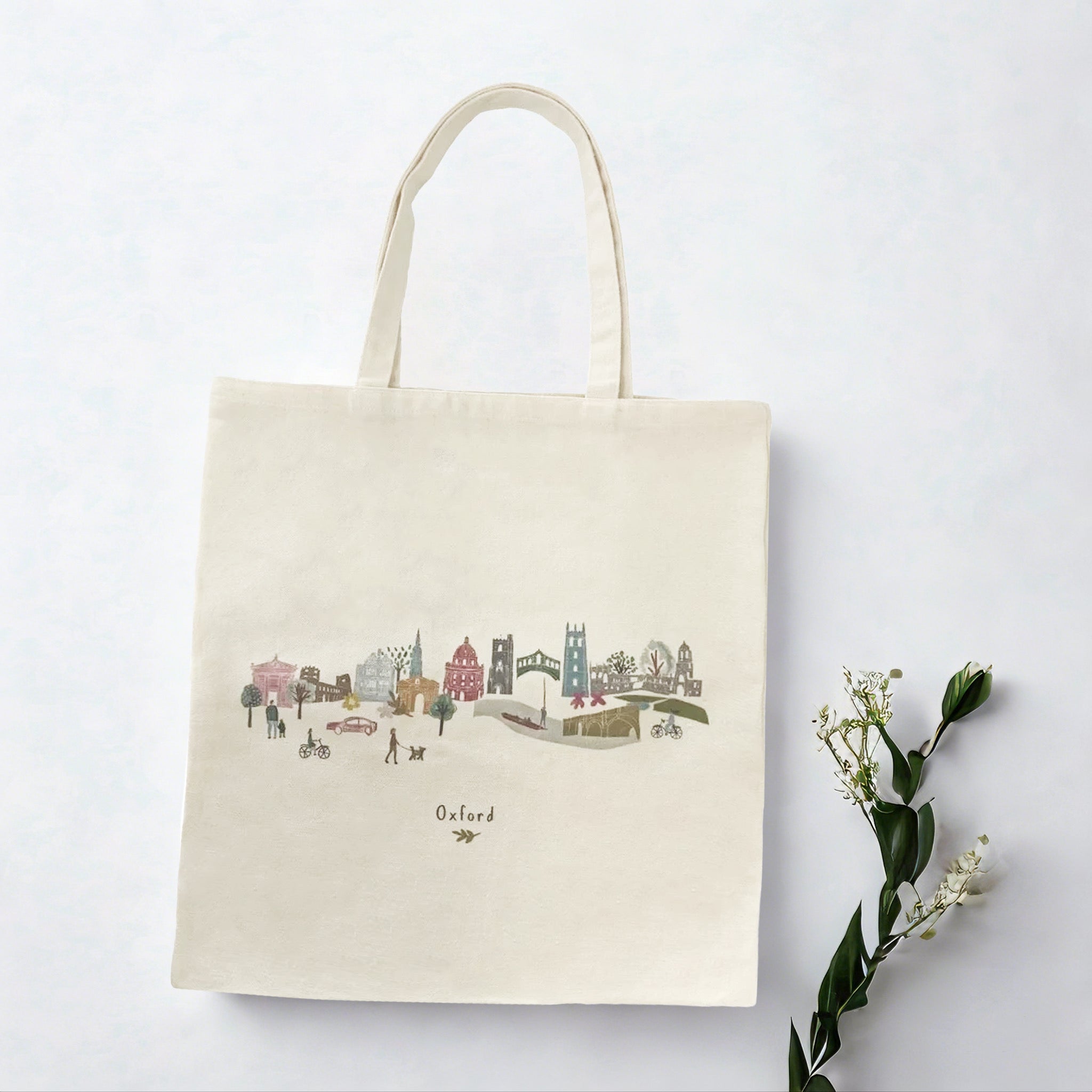 Minoxboutique Oxford-Print Canvas Tote Bag — Beige by Minoxboutique
