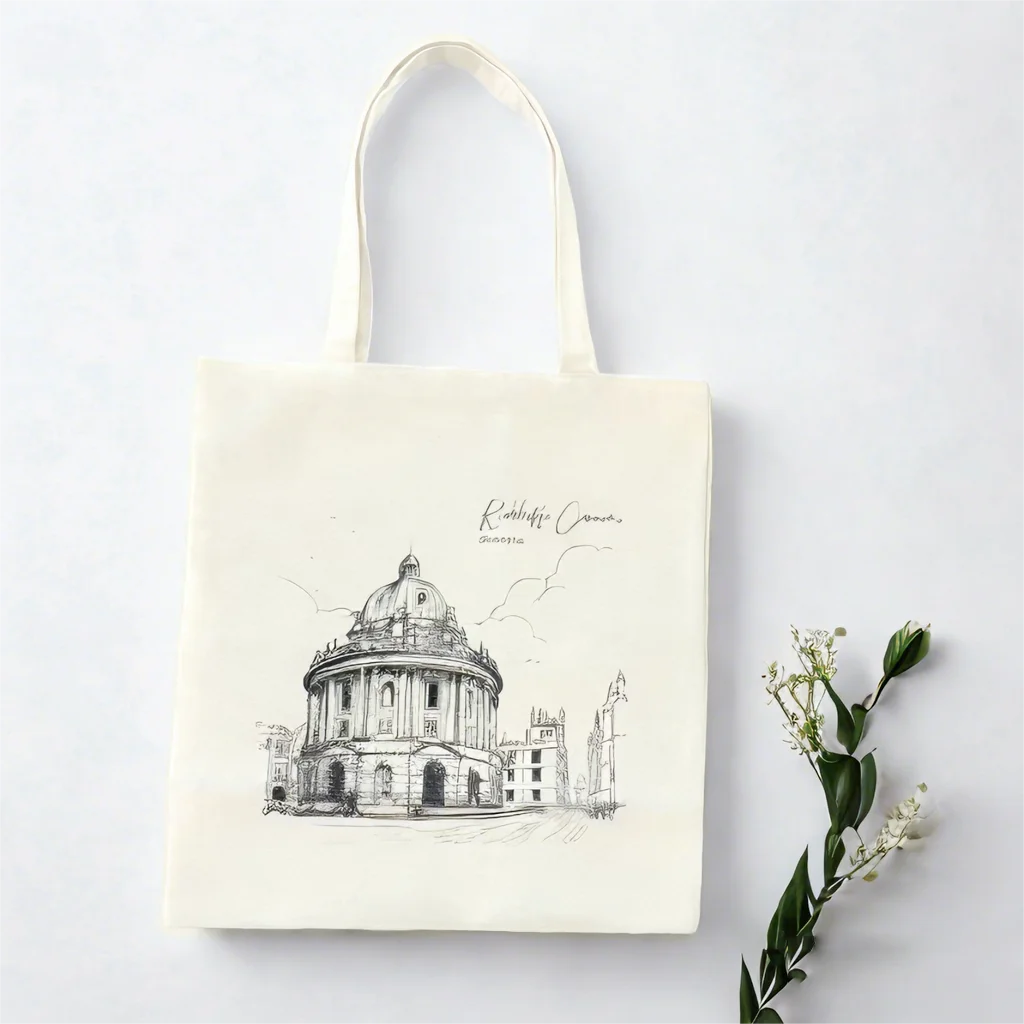 Minoxboutique Oxford-Print Canvas Tote Bag — Beige, view 2
