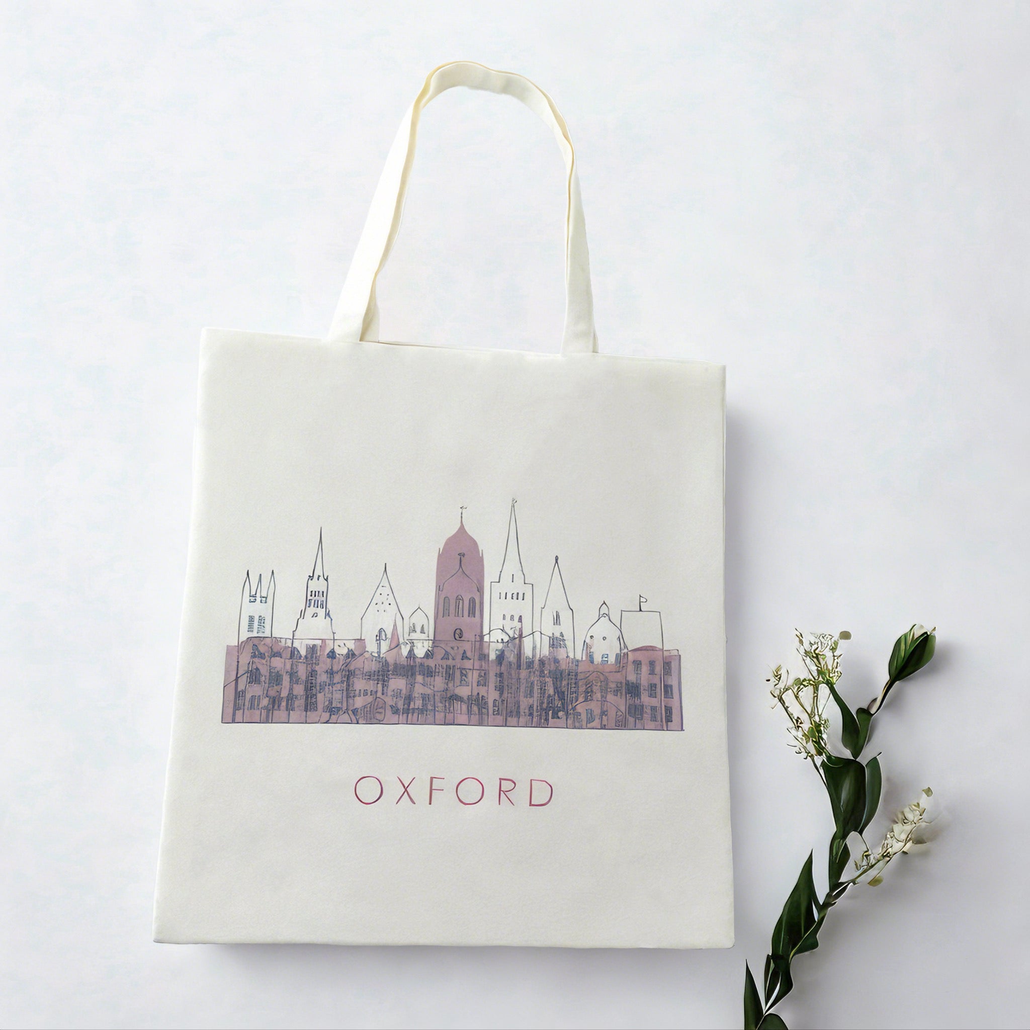 Minoxboutique Oxford-Print Canvas Tote Bag — Beige, view 3