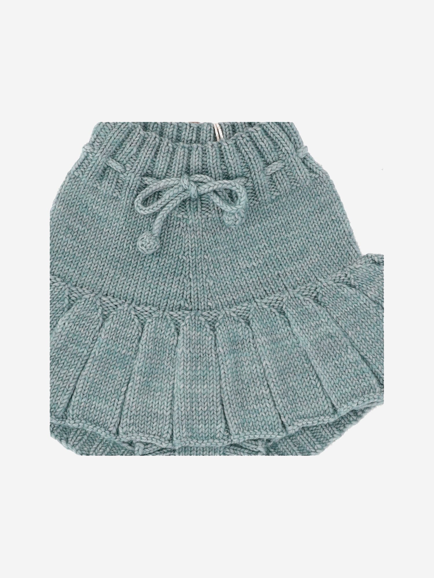 Misha & Puff Pleated Merino Wool Skirt — Blue, view 2