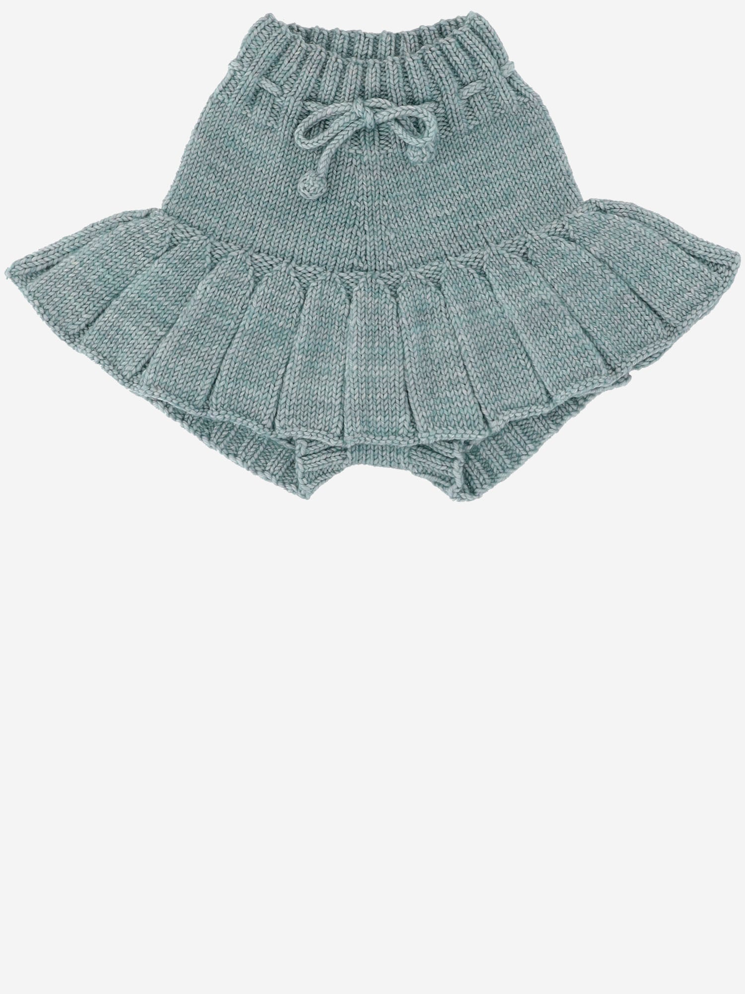 Misha & Puff Pleated Merino Wool Skirt — Blue, view 3